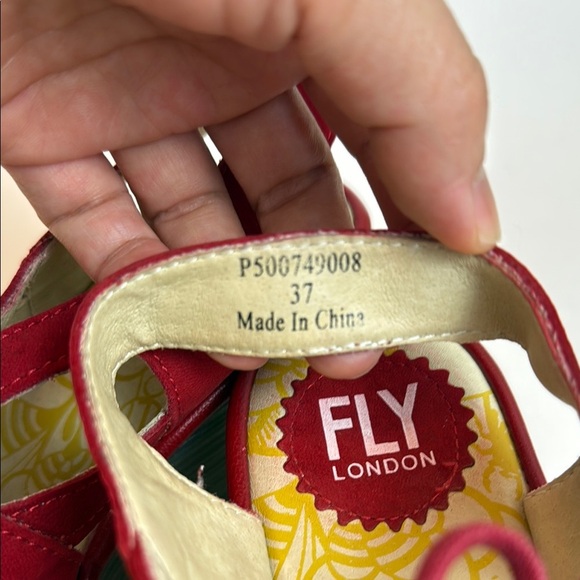 Fly London Red Strappy Wedge Sandals with Gladiator Style Size 37 - Picture 6 of 8